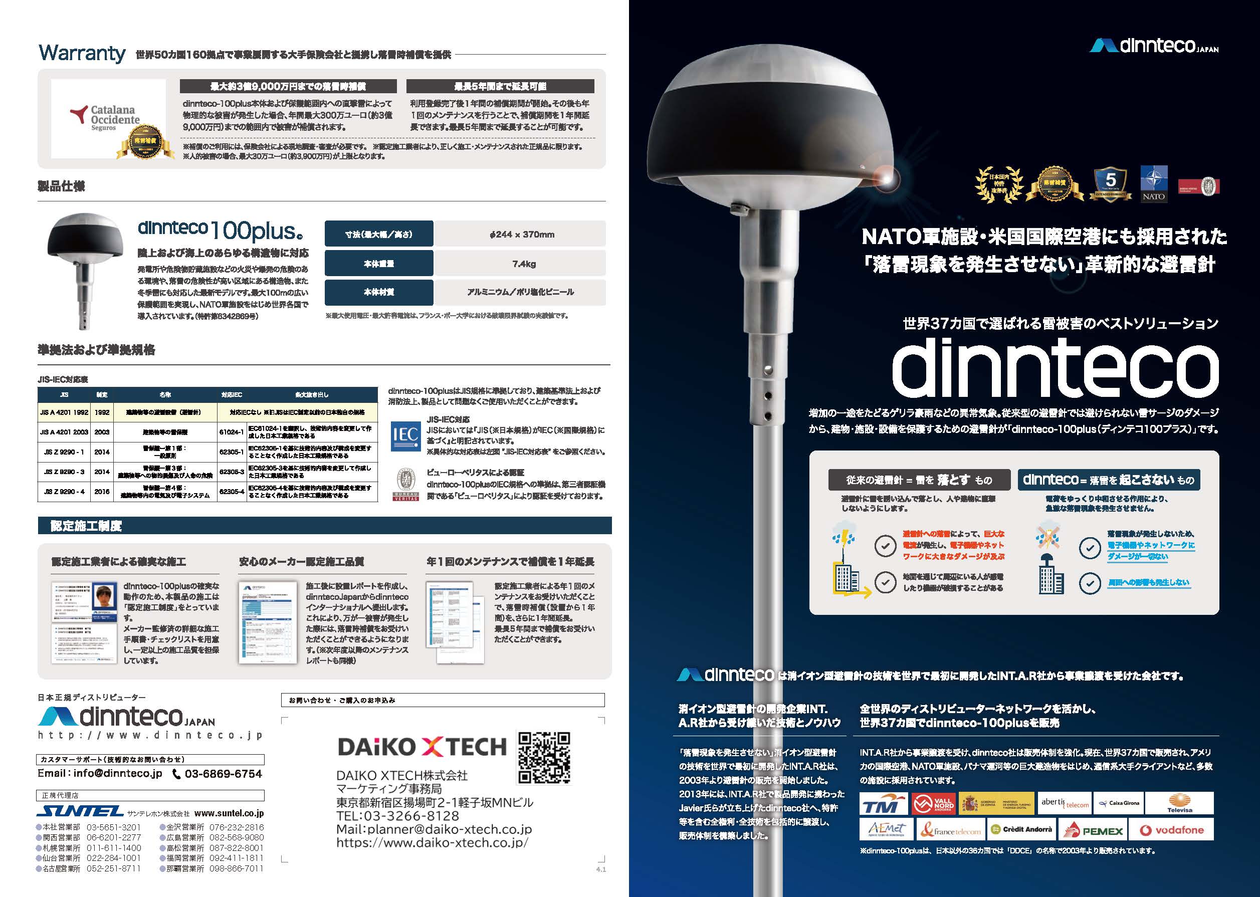 dinnteco（ディンテコ）｜落雷現象を発生させない避雷針